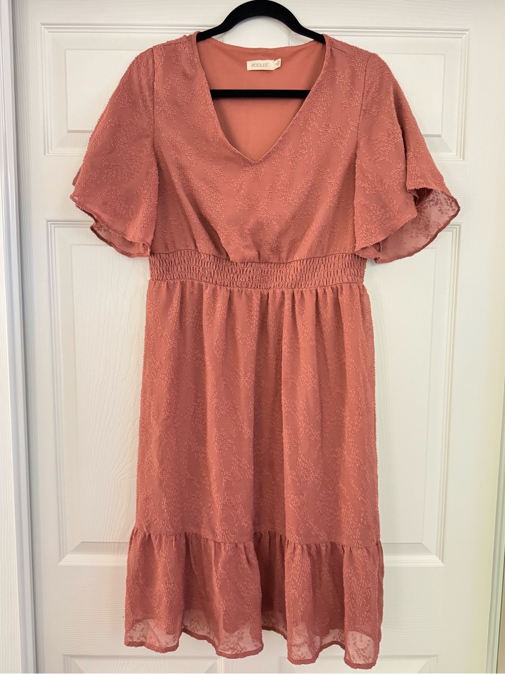 Roolee Dusty Rose Flutter Midi Dress